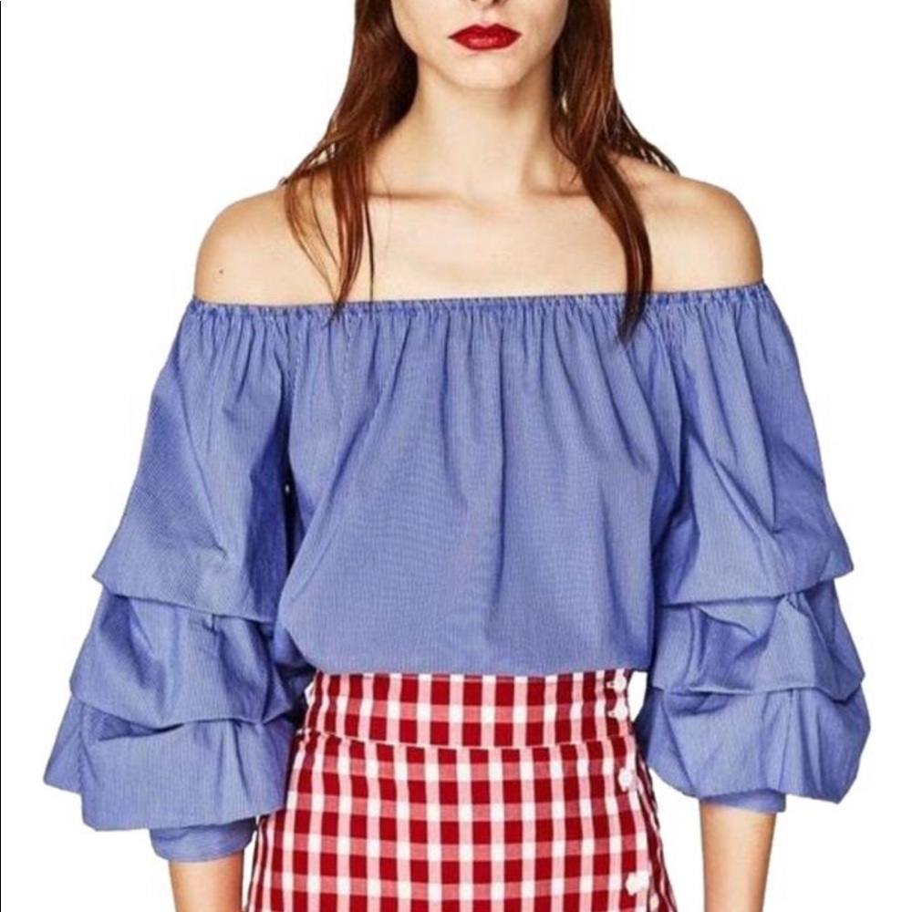 Zara ruffle sleeves blouse